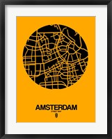 Framed Amsterdam Street Map Yellow