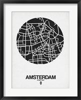 Framed Amsterdam Street Map Black and White