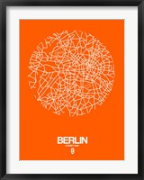Framed Berlin Street Map Orange