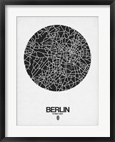 Framed Berlin Street Map Black on White