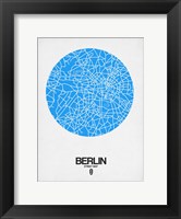 Framed Berlin Street Map Blue