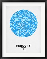Framed Brussels Street Map Blue