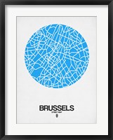 Framed Brussels Street Map Blue