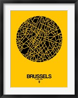 Framed Brussels Street Map Yellow