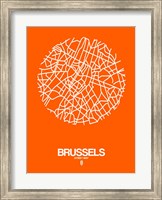 Framed Brussels Street Map Orange