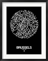Framed Brussels Street Map Black