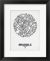 Framed Brussels Street Map White