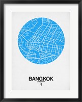 Framed Bangkok Street Map Blue