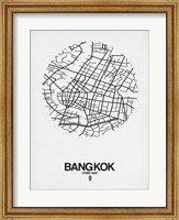 Framed Bangkok Street Map White