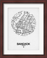 Framed Bangkok Street Map White