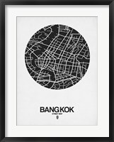 Framed Bangkok Street Map Black on White