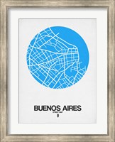 Framed Buenos Aires Street Map Blue