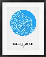 Framed Buenos Aires Street Map Blue