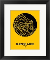 Framed Buenos Aires Street Map Yellow