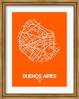 Framed Buenos Aires Street Map Orange