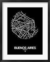 Framed Buenos Aires Street Map Black
