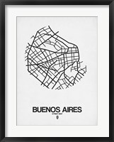 Framed Buenos Aires Street Map White