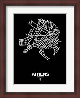 Framed Athens Street Map Black
