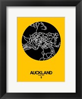 Framed Auckland Street Map Yellow