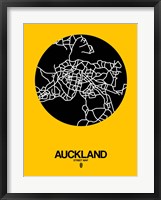 Framed Auckland Street Map Yellow