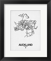 Framed Auckland Street Map White