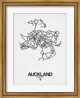 Framed Auckland Street Map White