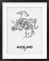 Framed Auckland Street Map White