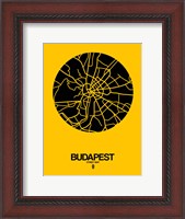 Framed Budapest Street Map Yellow