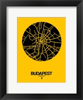 Framed Budapest Street Map Yellow