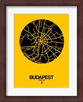 Framed Budapest Street Map Yellow