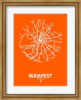 Framed Budapest Street Map Orange