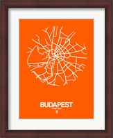 Framed Budapest Street Map Orange