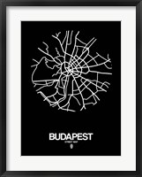 Framed Budapest Street Map Black