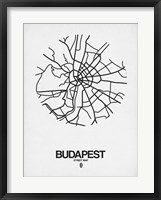 Framed Budapest Street Map White
