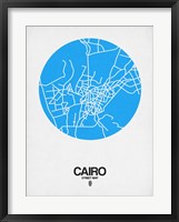 Framed Cairo Street Map Blue