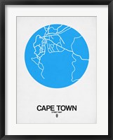 Framed Cape Town Street Map Blue