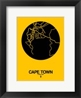 Framed Cape Town Street Map Yellow
