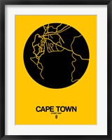 Framed Cape Town Street Map Yellow