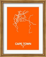 Framed Cape Town Street Map Orange