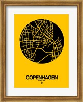 Framed Copenhagen Street Map Yellow