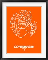Framed Copenhagen Street Map Orange