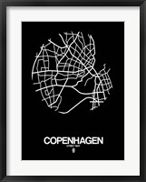 Framed Copenhagen Street Map Black