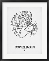 Framed Copenhagen Street Map White