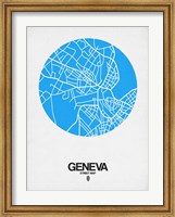 Framed Geneva Street Map Blue