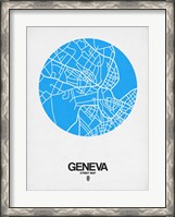 Framed Geneva Street Map Blue
