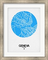 Framed Geneva Street Map Blue