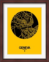 Framed Geneva Street Map Yellow