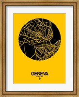 Framed Geneva Street Map Yellow