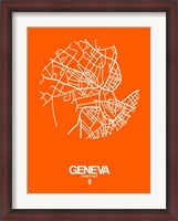 Framed Geneva Street Map Orange