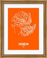 Framed Geneva Street Map Orange